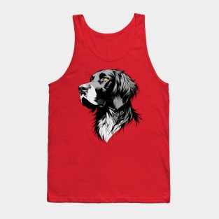 Stunning and Cool German Longhaired Pointer Monochrome and Gold Portrait for Father's Day Tank Top